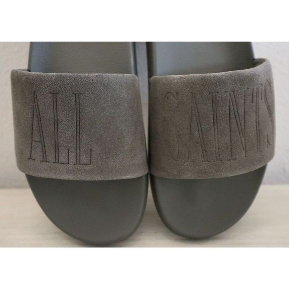 ALLSAINTS 34ZM0180 Men\'s Sz 10M Charcoal Gray Sunland Suede Slide Sandals main image 4